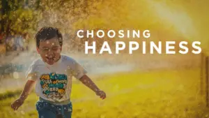 Child joyfully running through water spray in a sunlit park, embodying the theme of choosing happiness.