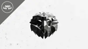 3D geometric black and white lion head illustration on a light background, emphasizing angular design and depth.