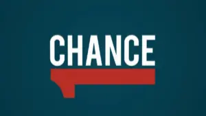 Bold text reads "CHANCE" in white against a dark blue background with a striking red underline.