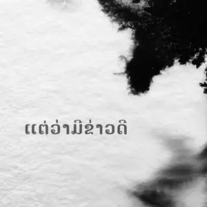 Black and white abstract image featuring textured patterns and Thai text, creating a striking visual contrast.