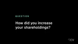 Text on a black background asks, "How did you increase your shareholdings?" emphasizing investment and financial growth.