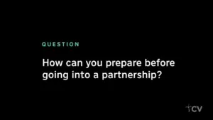 Question about preparation for entering a partnership, displayed on a minimalistic black background.