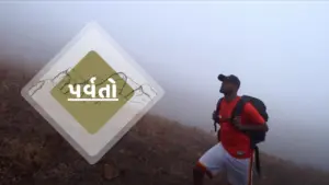 Hiker exploring a foggy mountain trail with a backpack, showcasing adventure and nature's beauty.