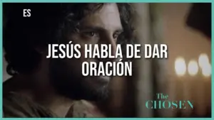 Jesus speaks about prayer in a scene from The Chosen, featuring dramatic lighting and emotional expressions.