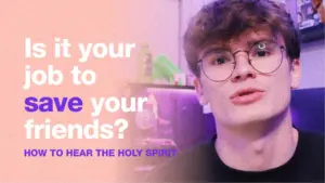 Young man with glasses discussing friendship and spirituality, emphasizing the importance of hearing the Holy Spirit.