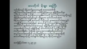 Text in Myanmar script with a light background, highlighting cultural or educational themes. Ideal for language studies.