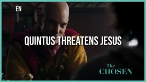 Quintus confronts Jesus in a tense moment from the series "The Chosen" highlighting their dramatic encounter.