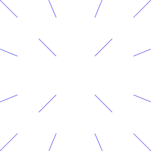 Abstract graphic featuring blue diagonal lines radiating from a central point on a black background.